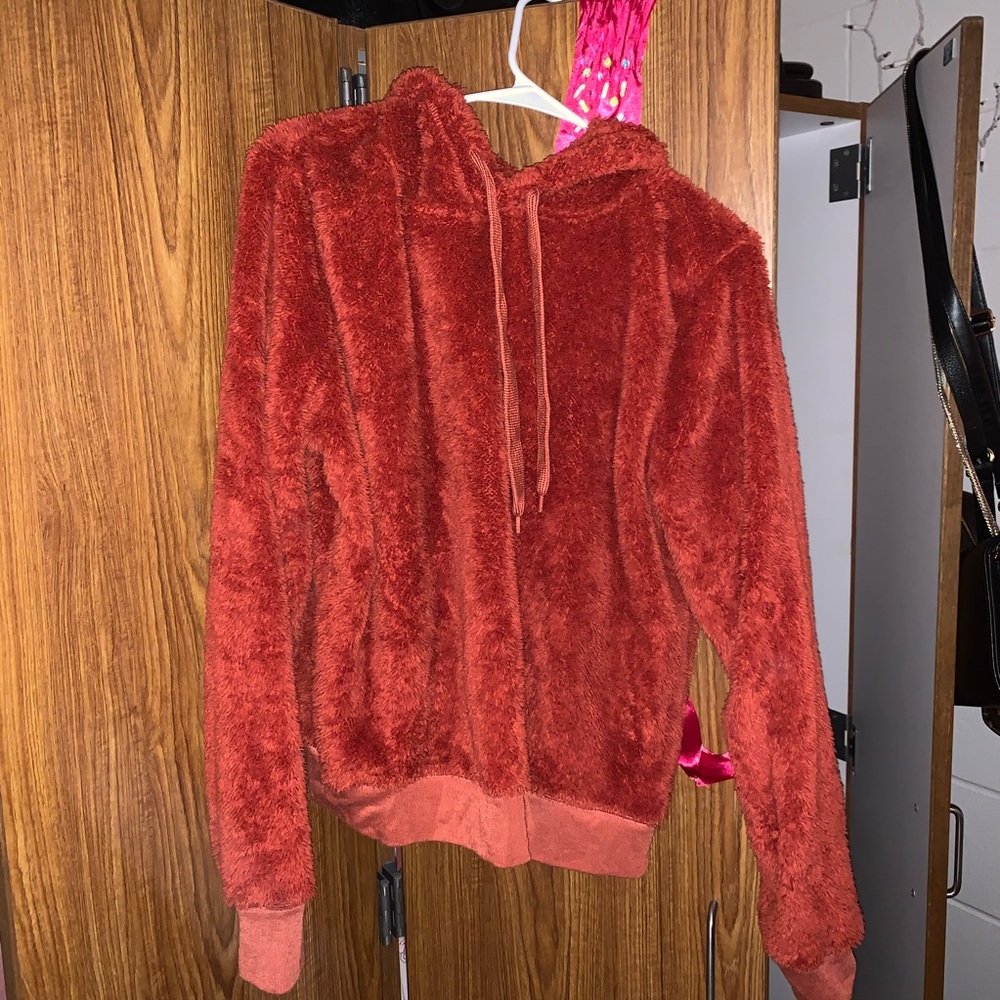 Fluffy Burnt Orange Hoodie